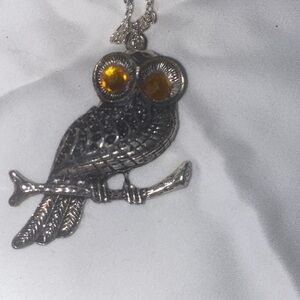 Silver Owl Pendant Necklace